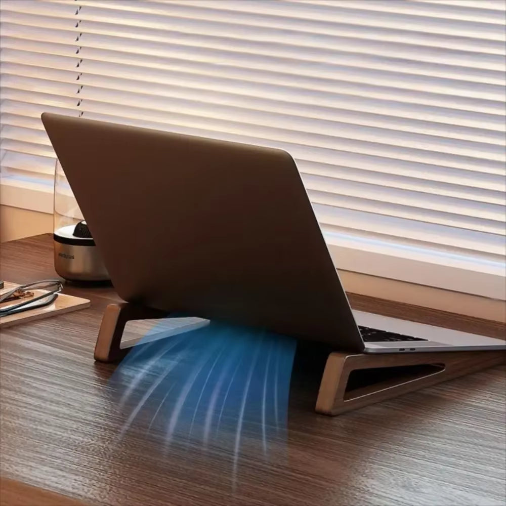 Universal Wooden Laptop Stand Ventilated Ergonomic Tablet Stand Portable 12° Adjustable Angle Laptop Bracket for 10-17Inch