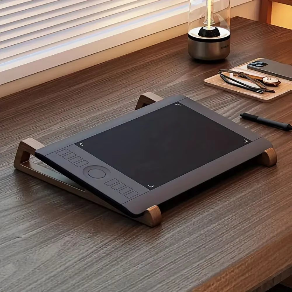 Universal Wooden Laptop Stand Ventilated Ergonomic Tablet Stand Portable 12° Adjustable Angle Laptop Bracket for 10-17Inch